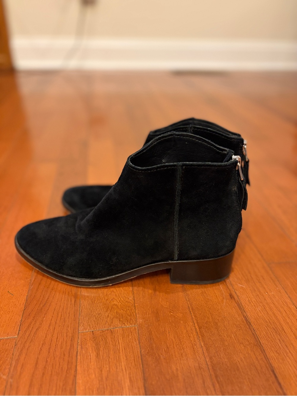 Dolce Vita Black Suede Ankle Booties with Back Zip